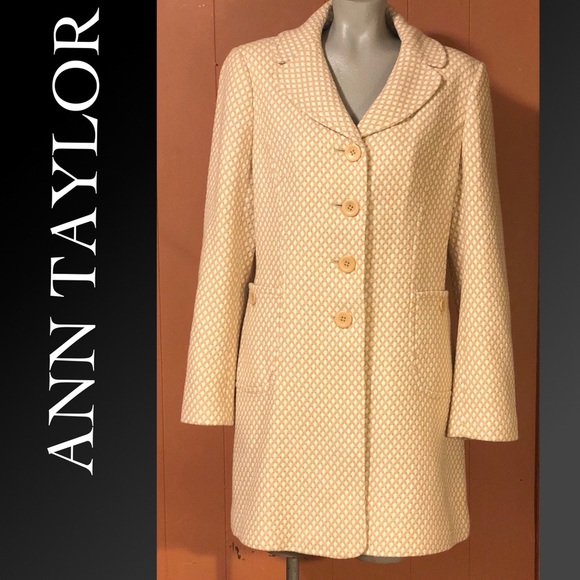 Ann Taylor Jackets & Blazers - NWT Ann Taylor Wool Blend Coat Tan & ivory White 8
